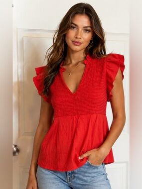 🩷NATION LTD REVOLVE  Flutter Sleeve Top, Small